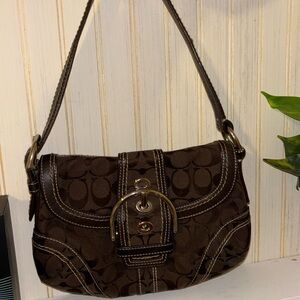 vintage brown coach shoulder purse